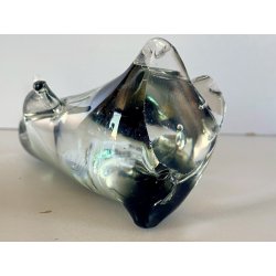 SCULTURA FIGURA PINGUINO VETRO Murano TRANSPARENTE  GRIGIO 10,5 cm/h