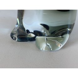 SCULTURA FIGURA PINGUINO VETRO Murano TRANSPARENTE  GRIGIO 10,5 cm/h