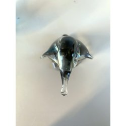 SCULTURA FIGURA PINGUINO VETRO Murano TRANSPARENTE  GRIGIO 10,5 cm/h