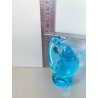 SCULTURA FIGURA UCCELLINI ABBRACCIO VETRO Murano TRANSPARENTE  TURCHESE 9 cm/h