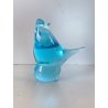 SCULTURA FIGURA UCCELLINI ABBRACCIO VETRO Murano TRANSPARENTE  TURCHESE 9 cm/h
