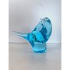 SCULTURA FIGURA UCCELLINI ABBRACCIO VETRO Murano TRANSPARENTE  TURCHESE 9 cm/h
