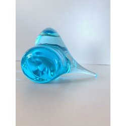 SCULTURA FIGURA UCCELLINI ABBRACCIO VETRO Murano TRANSPARENTE  TURCHESE 9 cm/h