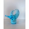 SCULTURA FIGURA UCCELLINI ABBRACCIO VETRO Murano TRANSPARENTE  TURCHESE 9 cm/h