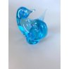 SCULTURA FIGURA UCCELLINI ABBRACCIO VETRO Murano TRANSPARENTE  TURCHESE 9 cm/h