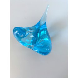 SCULTURA FIGURA UCCELLINI ABBRACCIO VETRO Murano TRANSPARENTE  TURCHESE 9 cm/h