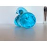 SCULTURA FIGURA UCCELLINI ABBRACCIO VETRO Murano TRANSPARENTE  TURCHESE 9 cm/h