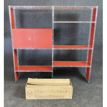 LIBRERIA MODULARE MULTISTRUX DESIGN FERRO MULTIMUEBLE CROMATO ANNI 60 VINTAGE