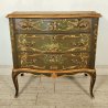 ANTICA COMO Luigi XV 1900 CASSETTIERA VENEZIANA 3 CASSETTI dipinta Verde Oro