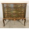 ANTICA COMO Luigi XV 1900 CASSETTIERA VENEZIANA 3 CASSETTI dipinta Verde Oro