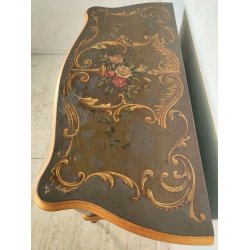 ANTICA COMO Luigi XV 1900 CASSETTIERA VENEZIANA 3 CASSETTI dipinta Verde Oro