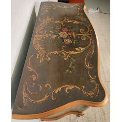 ANTICA COMO Luigi XV 1900 CASSETTIERA VENEZIANA 3 CASSETTI dipinta Verde Oro