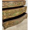 ANTICA COMO Luigi XV 1900 CASSETTIERA VENEZIANA 3 CASSETTI dipinta Verde Oro