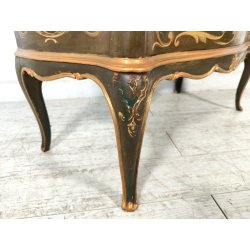 ANTICA COMO Luigi XV 1900 CASSETTIERA VENEZIANA 3 CASSETTI dipinta Verde Oro