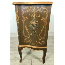 ANTICA COMO Luigi XV 1900 CASSETTIERA VENEZIANA 3 CASSETTI dipinta Verde Oro