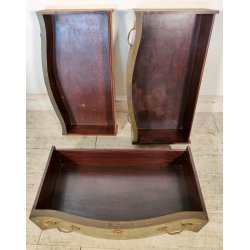 ANTICA COMO Luigi XV 1900 CASSETTIERA VENEZIANA 3 CASSETTI dipinta Verde Oro