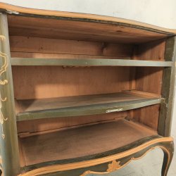 ANTICA COMO Luigi XV 1900 CASSETTIERA VENEZIANA 3 CASSETTI dipinta Verde Oro