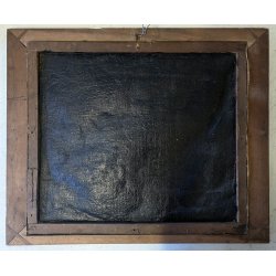 GRANDE ANTICO DIPINTO OLIO Sacra Famiglia FUGA in EGITTO ARTE RELIGIOSA 84x69 cm