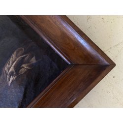 GRANDE ANTICO DIPINTO OLIO Sacra Famiglia FUGA in EGITTO ARTE RELIGIOSA 84x69 cm