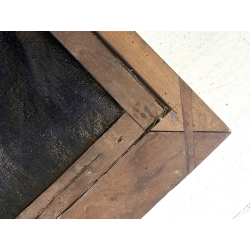 GRANDE ANTICO DIPINTO OLIO Sacra Famiglia FUGA in EGITTO ARTE RELIGIOSA 84x69 cm