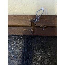 GRANDE ANTICO DIPINTO OLIO Sacra Famiglia FUGA in EGITTO ARTE RELIGIOSA 84x69 cm