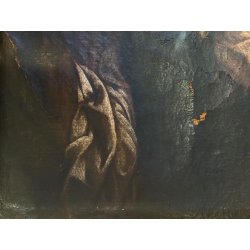 GRANDE ANTICO DIPINTO OLIO Sacra Famiglia FUGA in EGITTO ARTE RELIGIOSA 84x69 cm