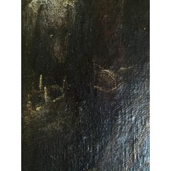 ANTICO DIPINTO OLIO Sacra Famiglia L' ADORAZIONE DEI MAGI RELIGIOSO  53,5 x69 cm