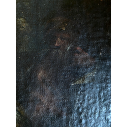 ANTICO DIPINTO OLIO Sacra Famiglia L' ADORAZIONE DEI MAGI RELIGIOSO  53,5 x69 cm