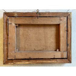 ANTICO DIPINTO OLIO VEDUTA "Squero di San Trovaso" CANTIERE GONDOLE VENEZIA 1874