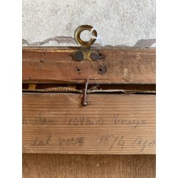 ANTICO DIPINTO OLIO VEDUTA "Squero di San Trovaso" CANTIERE GONDOLE VENEZIA 1874