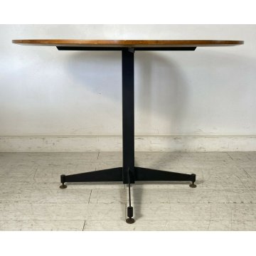 TAVOLO DESIGN ROTONDO ANNI 60 ATTR. ICO PARISI TABLE LEGNO OTTONE FERRO 4 GAMBE 
