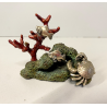 PICCOLA SCULTURA GRANCHIO ARGENTO 800 BASE METALLO POLICROMO BARRIERA CORALLINA