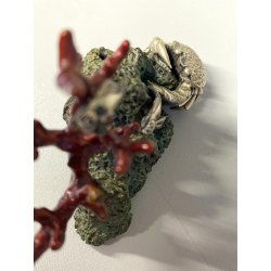 PICCOLA SCULTURA GRANCHIO ARGENTO 800 BASE METALLO POLICROMO BARRIERA CORALLINA