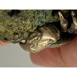 PICCOLA SCULTURA GRANCHIO ARGENTO 800 BASE METALLO POLICROMO BARRIERA CORALLINA