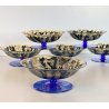 RARO SET 6 COPPE VETRO MURANO Vedar Milano DECORO NEOCLASSICO ANNI '30 ø12,5cm