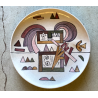 GRANDE  PIATTO CERAMICA DESIGN Kodra Ibrahim PER Rossicone 67/30 ANNI '70 ø 43cm