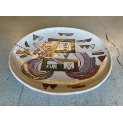 GRANDE  PIATTO CERAMICA DESIGN Kodra Ibrahim PER Rossicone 67/30 ANNI '70 ø 43cm