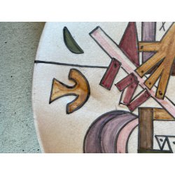 GRANDE  PIATTO CERAMICA DESIGN Kodra Ibrahim PER Rossicone 67/30 ANNI '70 ø 43cm
