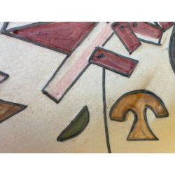 GRANDE  PIATTO CERAMICA DESIGN Kodra Ibrahim PER Rossicone 67/30 ANNI '70 ø 43cm