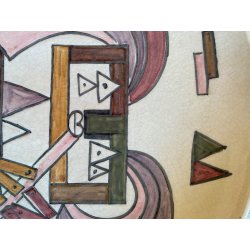 GRANDE  PIATTO CERAMICA DESIGN Kodra Ibrahim PER Rossicone 67/30 ANNI '70 ø 43cm