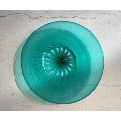 VASSOIO BOWL VETRO SOFFIATO MURANO MVM Cappellin FIRMATO VERDE SMERALDO ø44x5cm