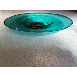 VASSOIO BOWL VETRO SOFFIATO MURANO MVM Cappellin FIRMATO VERDE SMERALDO ø44x5cm