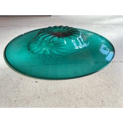 VASSOIO BOWL VETRO SOFFIATO MURANO MVM Cappellin FIRMATO VERDE SMERALDO ø44x5cm
