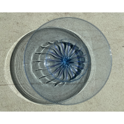 VASSOIO BOWL VETRO SOFFIATO MURANO V. Zecchin FONDO BACELLATO BLU ø 39,5x6 cm