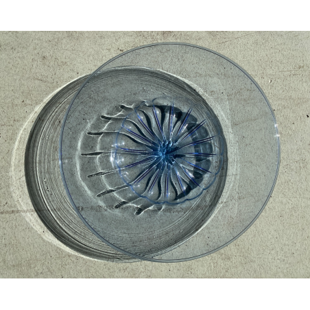 VASSOIO BOWL VETRO SOFFIATO MURANO V. Zecchin FONDO BACELLATO BLU ø 39,5x6 cm