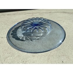 VASSOIO BOWL VETRO SOFFIATO MURANO V. Zecchin FONDO BACELLATO BLU ø 39,5x6 cm