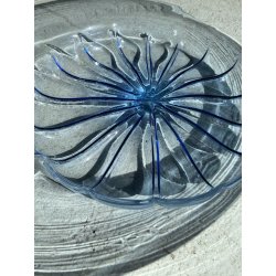 VASSOIO BOWL VETRO SOFFIATO MURANO V. Zecchin FONDO BACELLATO BLU ø 39,5x6 cm