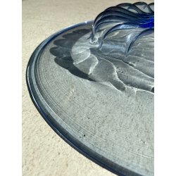 VASSOIO BOWL VETRO SOFFIATO MURANO V. Zecchin FONDO BACELLATO BLU ø 39,5x6 cm