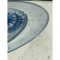 VASSOIO BOWL VETRO SOFFIATO MURANO V. Zecchin FONDO BACELLATO BLU ø 39,5x6 cm