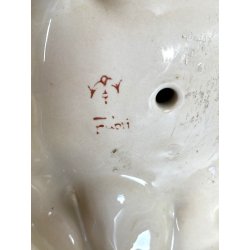 SCULTURA STATUINA CERAMICA POLICROMA Fabris PIERROT DONNA NUDO EROTICO ART DECO